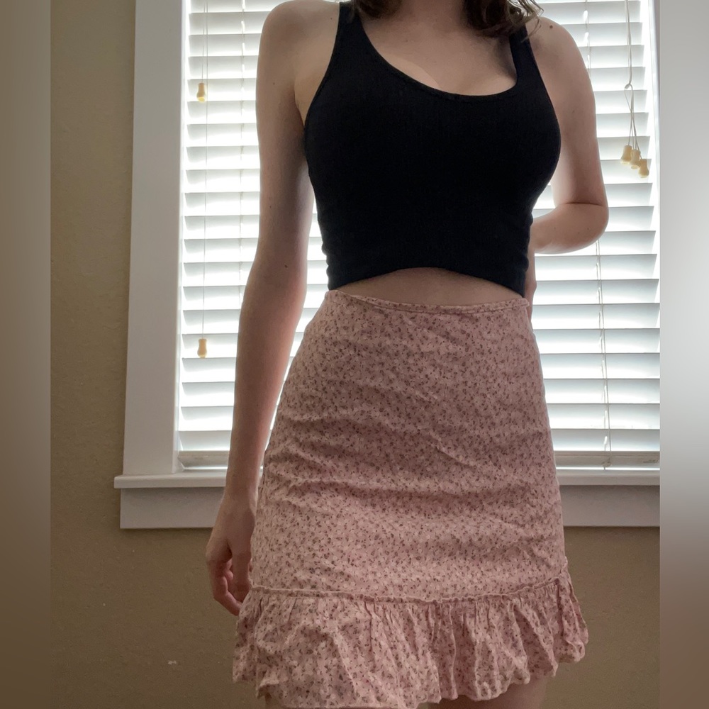 Brandy Melville Pink Floral Skirt